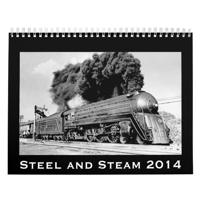 Calendrier Mural Trains 2014 de cru d'acier et de vapeur (Protection)