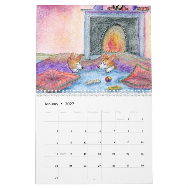 Calendrier Mural Une année de corgi par Susan Alison (Jan 2027)
