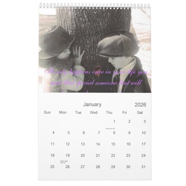 Calendrier Mural Une fois sur une jeune mariée ma vie pour… (Jan 2026)