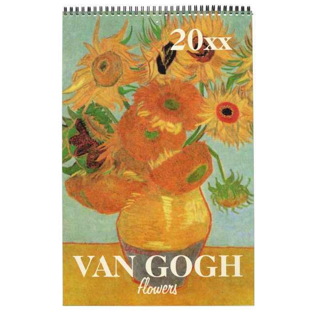 Calendrier Mural Van Gogh Fleurs avec des tournesols, des pavots, I (Protection)
