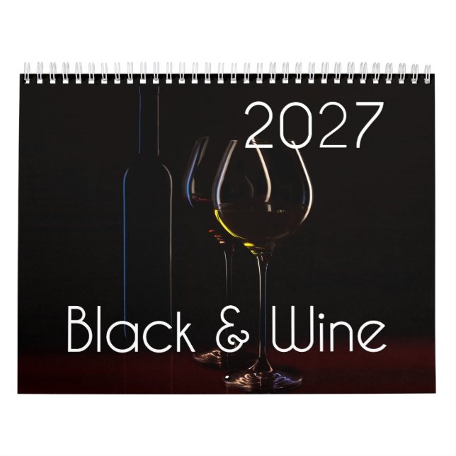 Calendrier mural vin 2027 - Noir & Vin  (Protection)