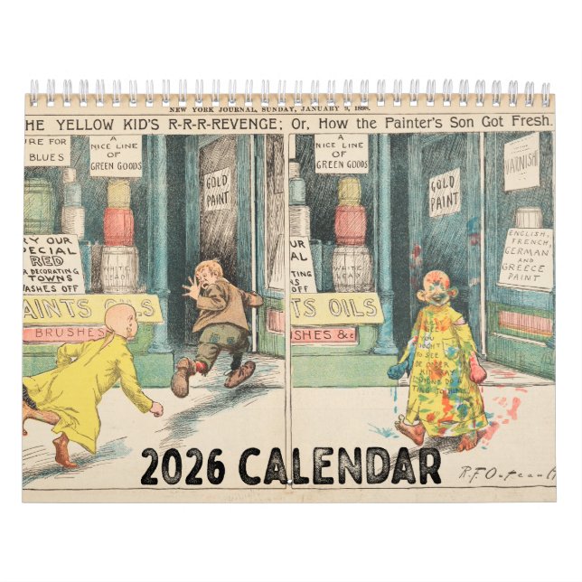 Calendrier mural Vintage Yellow Kid 2026 (Protection)