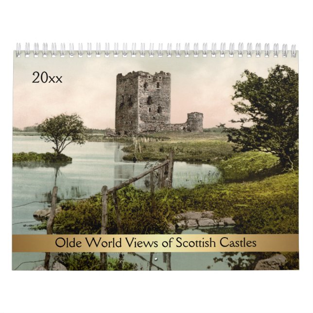 Calendrier Mural Visions mondiales d'antan des châteaux écossais (Protection)
