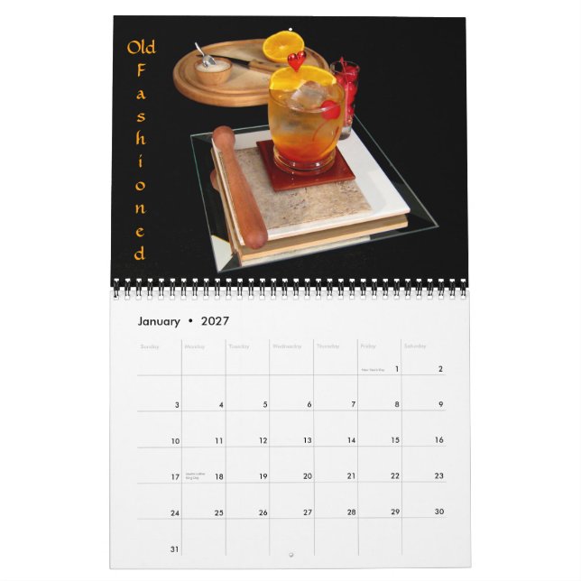 Calendrier Mural Whiskey Row - Boissons Whiskey (Jan 2027)