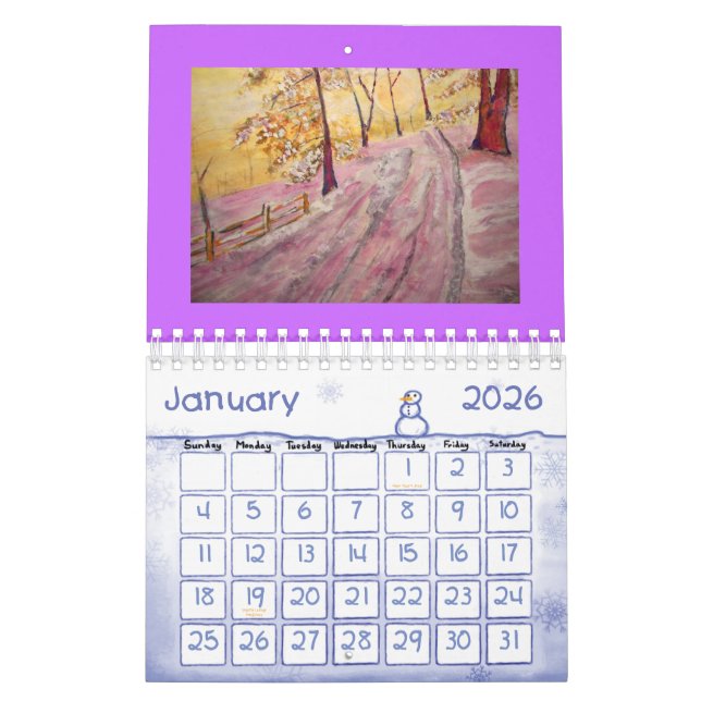 Calendrier musique et paysages (Jan 2026)