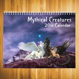 Calendrier Mythique Créatures Imaginaire Unicorn Dragon Sirèn