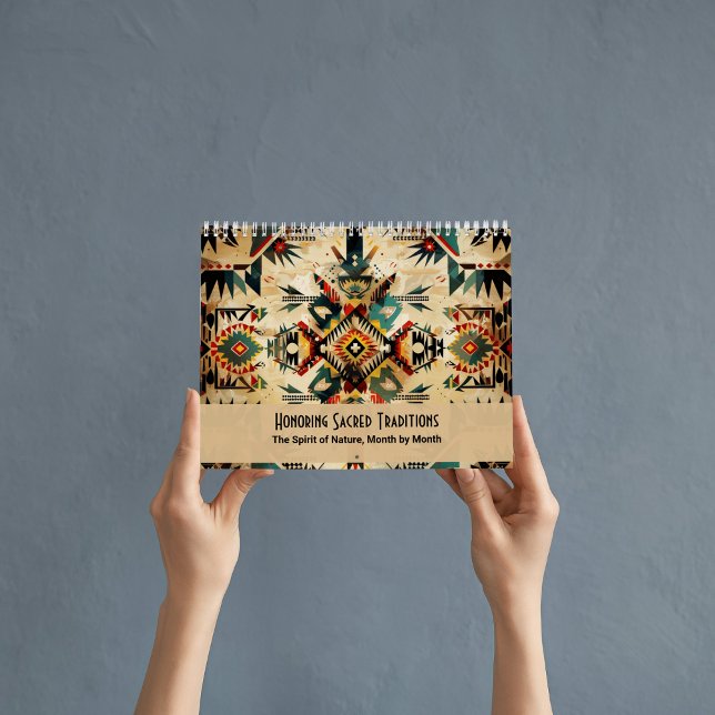 Calendrier Native American Ethnic Art Tribe Pattern Vintage (native american indian calendars planners chief landscapes  feathers)