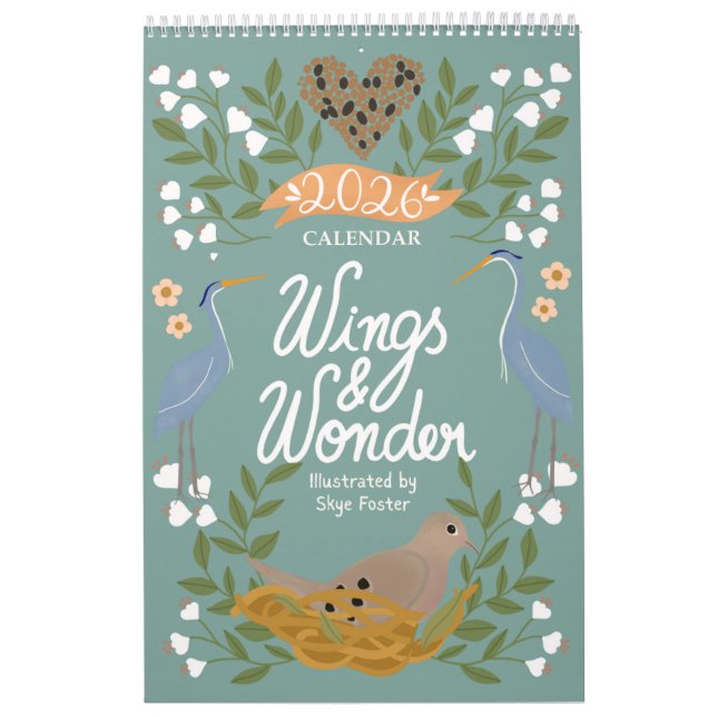 Calendrier Nature Art Calendar with Backyard Birds & Flowers (Protection)