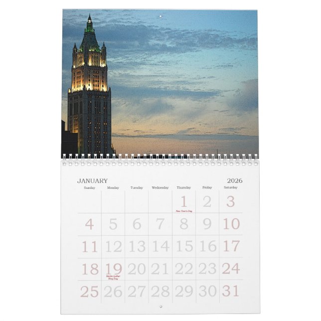 Calendrier New York City (Jan 2026)