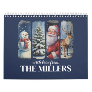 Calendrier Noël personnalisé Santa Claus vintage bonhomme de 