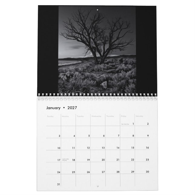 Calendrier Noir et blanc classique (Jan 2027)