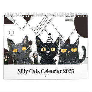 Calendrier noir et blanc de chat idiot