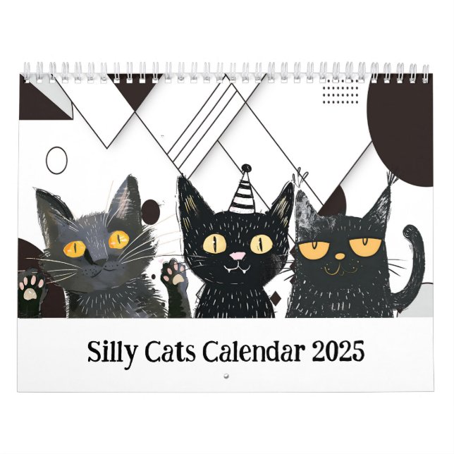 Calendrier noir et blanc de chat idiot (Protection)