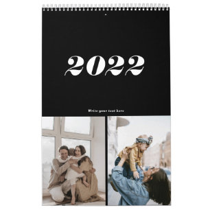 Calendrier noir et blanc moderne audacieuse typographie simpl