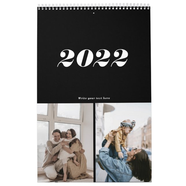 Calendrier noir et blanc moderne audacieuse typographie simpl (Protection)