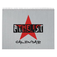 Calendrier noir, gris et rouge athée