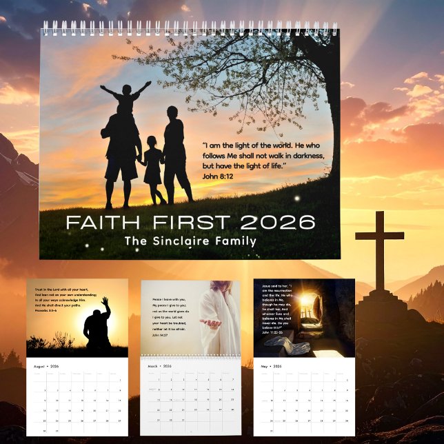 Calendrier Nom de famille chrétien inspirant 2026 (Inspirational Christian Family Name 2026 Calendar)