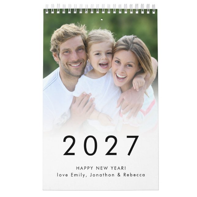 Calendrier Nom de photo de famille simple par mois 2027 (Protection)