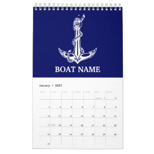 Calendrier Nom du bateau de la corde d'Ancre nautique vintage