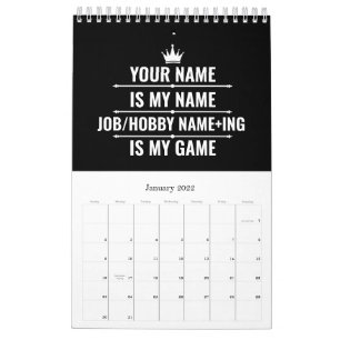 Calendrier Nom du travail et du passe-temps Funny personnalis