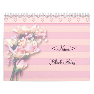 Calendrier Notes de bloc Roses roses roses