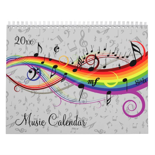 Calendrier Notes musicales et musicales élégantes (Protection)
