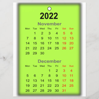 Calendrier novembre décembre 2022 Imprimer sur..