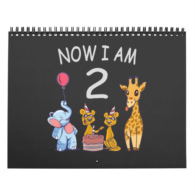 Calendrier Now I am 2 years old 2nd Birthday at the Zoo Baby  (Protection)