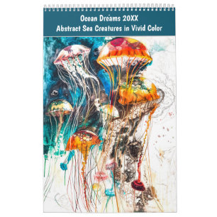 Calendrier Océan Dreams 2026 – Créatures Marines Abstraites c