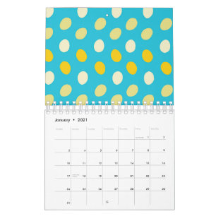Calendrier Oeufs Colorés Bleu Blanc Jaune Nids d'Oiseaux Poin