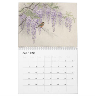 CALENDRIER OISEAUX ET FLEURS JAPONAIS