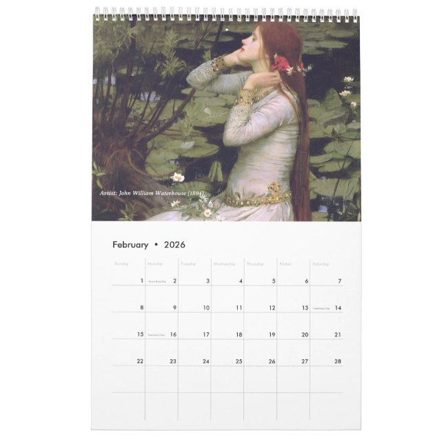 Calendrier Ophelia Classic Art  Calendar (Feb 2026)