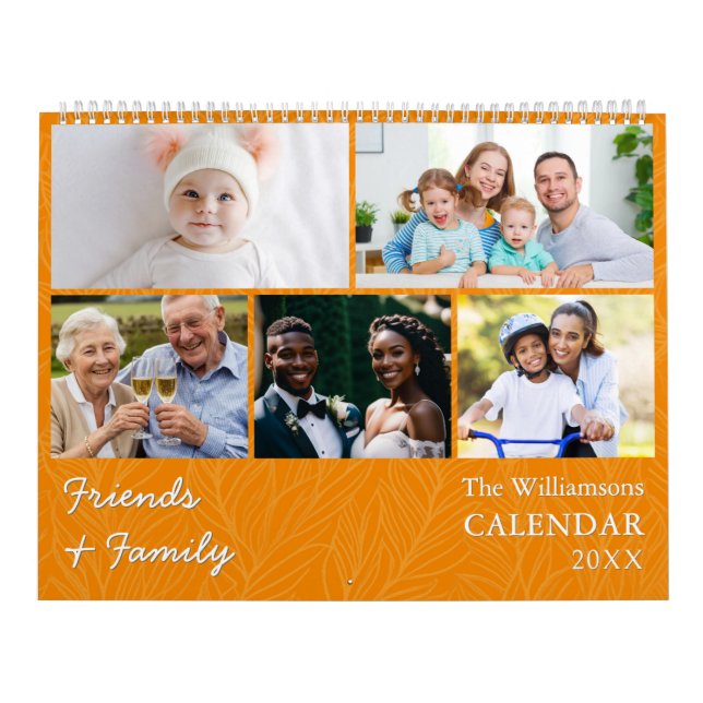Calendrier Orange Multi Photo Famille et Amis (Protection)