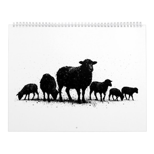 Calendrier Orkney Sheep — Ink Silhouette Flock (Protection)