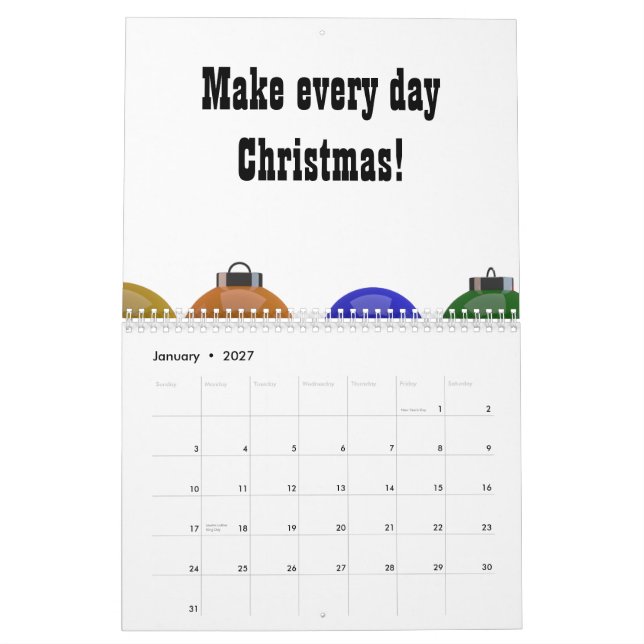 Calendrier Ornements de Noël (Jan 2027)
