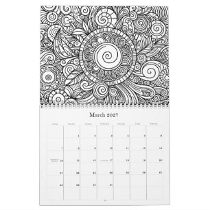 Calendrier Pages de coloriage Fleurs Art de Doodle  Calendrie
