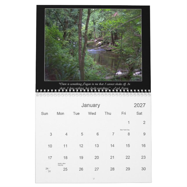 Calendrier Païens et le monde naturel (Jan 2027)