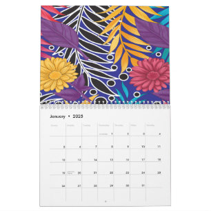 Calendrier Papier d'emballage coloré avec floral créatif