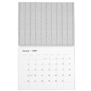 Calendrier papier peint blanc et gris avec un motif