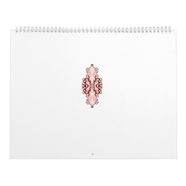 Calendrier papier peint design d'intérieur fleurs rouges, dos (Protection)