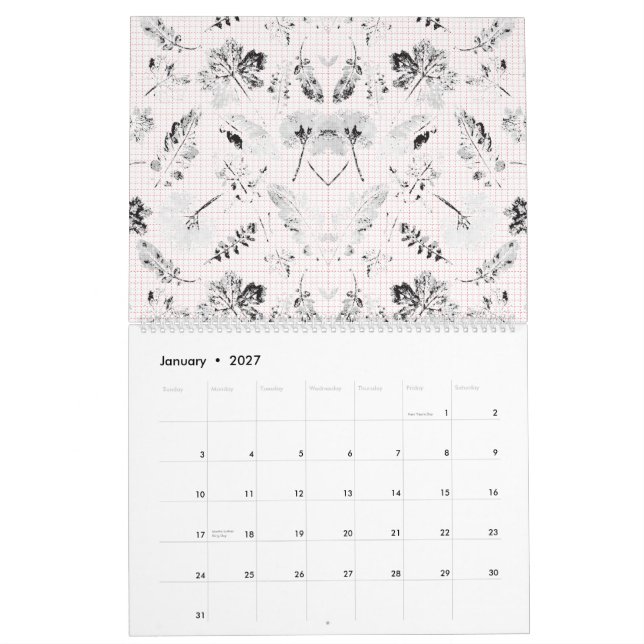 Calendrier Papier peint floral noir et blanc classique (Jan 2027)