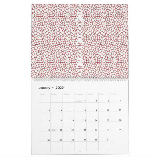 Calendrier papier peint rouge et blanc avec un motif