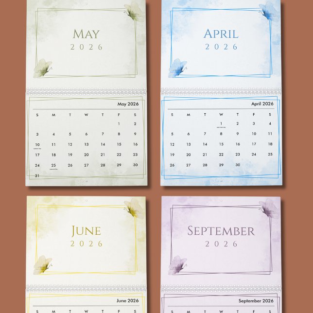 Calendrier Papillon esthétique moderne aquarelle (Créateur téléchargé)
