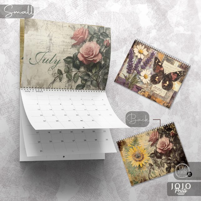 Calendrier papillon floral vintage (Vintage Floral Butterfly Calendar_Small)