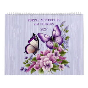 CALENDRIER PAPILLONS VIOLETS ET FLEURS 2025