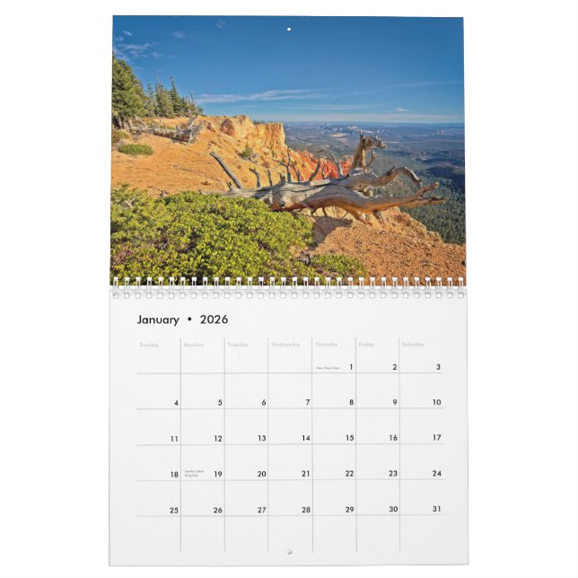 Calendrier Parc national du Canyon de Bryce (Jan 2026)