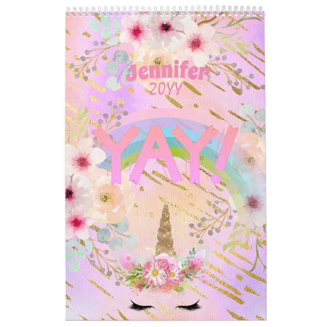 Calendrier Parties scintillant Or rose Unicorn Visage Girls M (Protection)