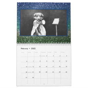 Calendrier Parties scintillant photo de chat de chien vintage