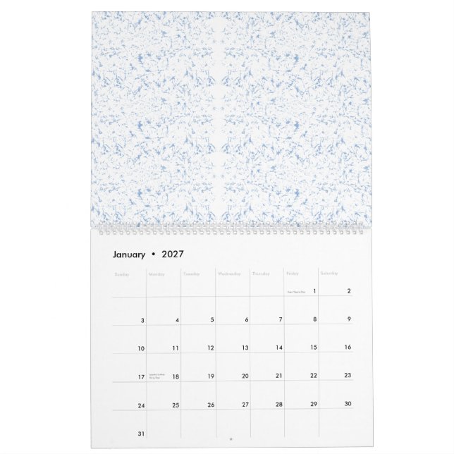 Calendrier Patte arrière - plan blanche, répétée, subtile, te (Jan 2027)