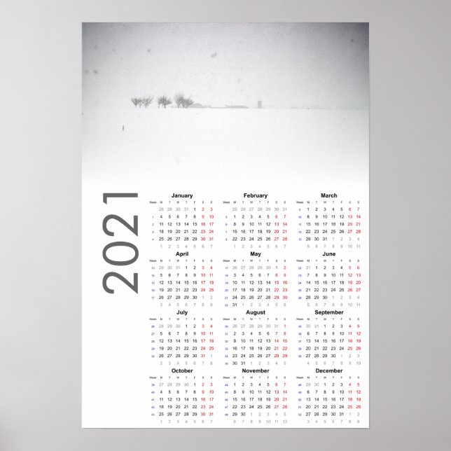 Calendrier Paysage enneigé 2021 Affiche (Devant)